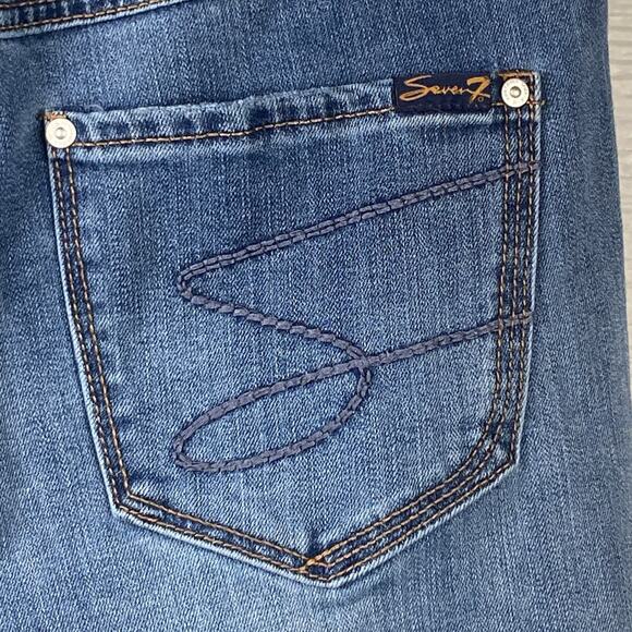 Seven7 Jeans Womens Size 8 Tummyless High Rise Skinny 30x29 Stretch Embroidered - Picture 4 of 8